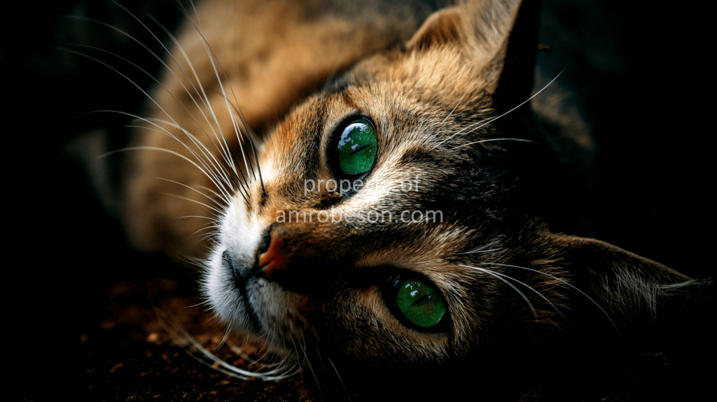 Gold Cat with Green Eyes